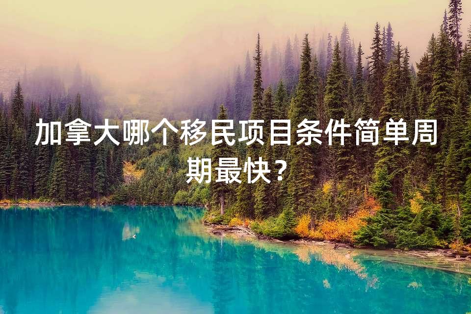 加拿大哪个移民项目条件简单周期最快？