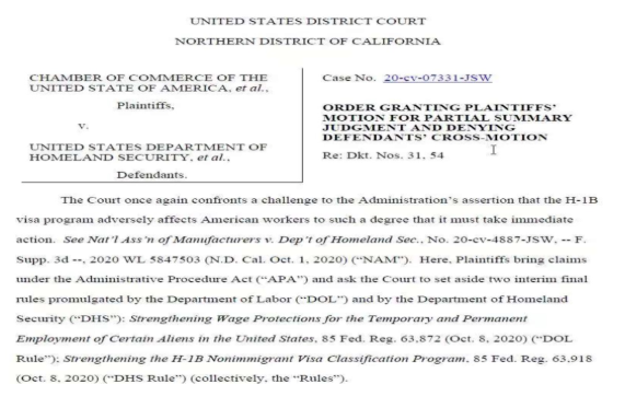 美国H-1B新政在全美范围内被暂停